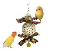 Jouets interactifs pour oiseaux à mâcher, bois naturel interactif avec cloche et jouets pour mordre de perruches, accessoires pour cages à inséparables