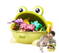 Jouets Jumping Frog - Ensemble De 12 Grenouilles Sauteuses | Jouet Crapaud Coloré À Empreintes Digitales Pour Fête D'anniversaire D'enfant Et Sacs De Cadeaux, Jouet Puzzle Avec Seau De Rangement Multi