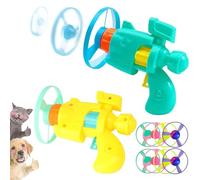 Jouets lanceurs de disques volants, jouet portable lumineux pour chat volant avec hélices colorées, 2 ensembles pour chatons, lanceur de disque intérieur et extérieur, jouet pistolet pour chat, joue