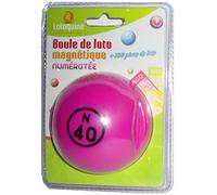 jouets Loto - Boule magnétique Fushia numerotee et 100 pions magnetiques - Boite de Rangement