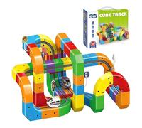 Jouets Magical Track Car, Circuit Flexible Magical Train Set, Kits de Construction DIY Race Car Track avec Train et Panneaux de signalisation, pour garçons et Filles âgés de 4 à 8 Ans (123pcs-2car)