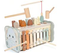 Jouets Montessori dès 1 an, jeu de marteau, jouets en bois, jouets de motricité, xylophone pour enfant dès 1 an, cadeau pour enfant de 1 2 3 4 ans, filles et garçons [Jouet Montessori 4 EN 1]Avec ce j