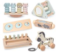 Jouets Montessori En Bois Pour Enfants 19¿24 Mois ¿ 6 Jeux Éducatifs Sensoriels : Puzzle, Jeu D'Équilibre, Boîte D'Activités, Empileur ¿ Développement Motricité Et Logique