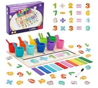 Jouets Montessori Mathématiques 4 en 1, 139PCS Jouet en Bois pour Compter avec Bâtons, Apprendre à Compter, Jeu de tri, Jeux Educatif Préscolaires Jouet d'apprentissage, Cadeau pour Garçons Filles 3+