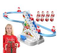 Jouets musicaux de Santa Claus d'escalade électrique,Échelle d'escalade électrique Père Noël, Lumières LED Musique Piste de course pour enfants Alimenté par piles, Ensemble de jeu sur les montagnes
