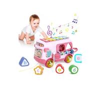Jouets musicaux pour bébé de 12 à 18 mois pour filles de 1 an, jouets sensoriels avec bus, xylophone, trieur de formes, jouets - fy