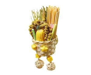 Jouets naturels pour oiseaux - Broyeur décoratif interactif, activité de recherche de nourriture avec stimulation tactile, matériel à mâcher, divertissement aviaire, accessoire de cage pour animaux de