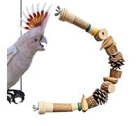 Jouets Perroquet - Chaîne À Mâcher Noix Ananas Et Pomme De Pin avec Échelle | Jouet Oiseau Bûche Naturelle pour Perroquets, Conures, Calopsittes, Inséparables Et Aras | 40x2x2cm, 90-100g