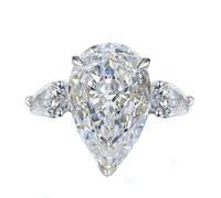 Jouets Porte-bijoux Bijoux WhiteGold Pear Cut Moissanite Wedding Ring 1 Moissanite Engagement Ring ChristmasGift For Women Wife Porte-clés Crochets Bijoux (A, One Size)