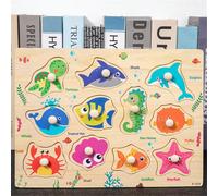 Jouets pour bébé Montessori, puzzles à chevilles en bois, tableaux de préhension, jouets Tangram, puzzles 3D d'animaux de dessins animés et de fruits, jouets éducatifs 1 pièces-A-505,1 pièces-A-503,1