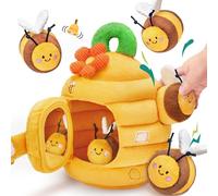 Jouets pour Bébés de 6 À 12 Mois, Ruche Amusante avec 5 Abeilles Sensorielles en Peluche, Hochet, Miroir Froissé, Jouets Montessori pour Bébés, Cadeaux d'anniversaire Et de Noël D