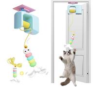 Jouets pour chat à suspendre sur la porte pour chats d'intérieur adultes et chatons, jouets interactifs pour chats automatiques avec deux cordes rétractables, jouet d'enrichissement pour porte, mur et