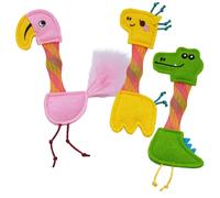 Jouets pour chat animaux du zoo en feutre avec hochet et herbe à chat Nobby Pet (x24) Multicolore 16/17 cm