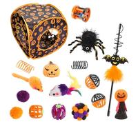 Jouets pour chats d'intérieur avec à chat pour Halloween, jouet pour chats Hide and Seek, jouet en plumes, tunnel de jeu pour chats