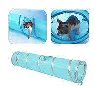 Jouets pour Chats, Tunnel Pliable pour Chat Pliable d'une Longueur de 47,2 Pouces avec Un Trou et Une Boule pour Le Jeu du Chaton(Bleu)