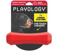 Jouets pour Chiens Playology | Bâton à mâcher Durable et couineur pour Chiens | Jouet de Taille Moyenne parfumé au bœuf - Facile à Nettoyer et fabriqué à partir de matériaux Non Toxiques