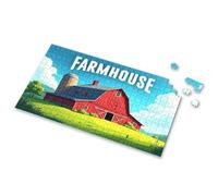 Jouets pour enfants pour filles Une grange rouge vif avec « ferme » écrit au-dessus. Puzzle d'images pour adultes, cadeaux de Pâques pour tout-petits (500 pièces)