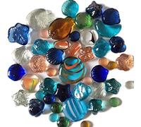 Jouets pour Enfants Sept Couleurs en vitre en Cristal Bille Plate Plate Multicolore de Galets de Galet Aquarium Paysage marbres décoratifs, coloré 2, 500g