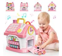 Jouets pour Filles de 1 à 2 Ans : Jouets Montessori pour Les Enfants de 1 an, 6 en 1 Maison multifonctionnelle avec Musique/Horloge/lumière/téléphone, d'anniversaire pour Les Enfants de 1 et 2 Ans
