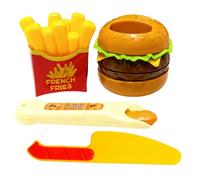 Jouets pour Jeu De Simulation Fast-Food | Jeu Éducatif D'Imitation Burger Frites Et Nourriture Fausse | Set De D'Accessoires De Cuisine D'Imitation - pour Garçons Et Filles D'Âge Préscolaire