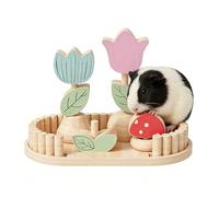 Jouets pour lapins - Accessoires de cage en bois sur le thème du jardin | Ensemble d'enrichissement à mâcher pour chinchilla | Trois bâtons de dentition, fournitures de décoration pour activité de ron