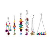 Jouets pour Oiseaux, 6 Pièces Balançoires Colorées avec Clochettes pour Perruches, Calopsittes, Conures, Pinsons