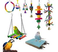 Jouets pour Oiseaux - 8 Accessoires pour Cage D'Inséparables | Perchoir À Porter pour Perruches - pour Conures Perruches Inséparables Gris d'Afrique Animaleries Amateurs