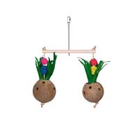 Jouets pour oiseaux en noix de coco avec perchoir et feuilles de maïs Nobby Pet Marron 50x40 cm