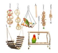 Jouets pour Oiseaux, Ensemble De 8 Pièces De Jouets pour Perroquets Ondulés, Adaptés Aux Perroquets pour Se Balancer, Grimper, Mâcher Et Jouer avec. Convient Aux Perruches, Tourtereaux,