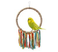 Jouets pour oiseaux et perroquets : cercle coloré en corde de coton, jouet à mâcher et chercher de la nourriture, cintre confortable avec suspension | Cage Entertainment Aide de jeu pour perruche