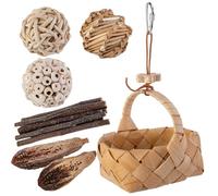 Jouets pour oiseaux | Jouet pour perruche avec panier de rangement, jouets à balles, jouets de branche pour perroquet, perruche, conure, calopsitte, oiseaux amoureux et pinsons