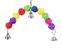 Jouets pour Oiseaux, Jouets À Mâcher pour Oiseaux, Jouet Déchirant pour Perroquet, Jouet Naturel De Ficelle De Cloche De Cage D'oiseau, Jouets Colorés De Boules De Rotin D'oiseau