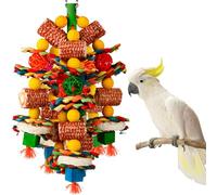 Jouets pour oiseaux, jouets pour grands oiseaux, épi de maïs naturel et tranches de luffa, jouets à mâcher pour perroquets gris africains, aras, cacatoès, perroquets amazoniens et autres perroquets de