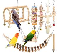 Jouets pour oiseaux, jouets pour perroquets, 8 pièces, jouets pour oiseaux, perruches, balançoires, jouets à mâcher, multicolores, clochettes suspendues pour conures, calopsittes, oiseaux d'amour
