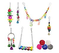 Jouets pour Oiseaux,Perche en Bois Suspendue | Jouets de Cage avec Échelles et Perchoirs | pour Canaris, Perruches, Inséparables, Gris d'Afrique, Cacatoès, Calopsittes, Conures et