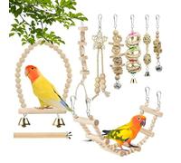 Jouets pour Oiseaux perroquets - Ensemble d'échelle pivotante en Bois Naturel 10 cm 20 cm 35 260 g | Jouets pour perruches et perruches, calopsitte, Conure, inséparable, Finch, Cage intérieure, act