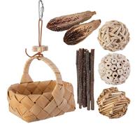 Jouets pour oiseaux pour perroquets - Jouet à mâcher perroquet avec panier de rangement, accessoires pour cage à oiseaux Conure Toys | Jouets de branche Jouets de balle pour Conure Cockatiel B