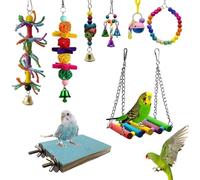 Jouets pour Oiseaux pour Perruches | 8 Pièces Accessoires d'exercice pour Conure,Jouet Naturel Suspendu pour Oiseaux | pour Aras Conures Perruches Inséparables Perroquets Gris D'Afrique Et Amateurs