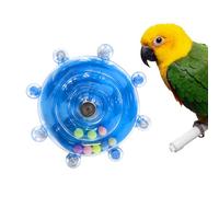 Jouets pour oiseaux pour perruches, hochet interactif avec perchoir, roue rotative à mâcher pour oiseaux de taille moyenne, petits calopsittes conures (bleu)