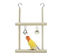 Jouets pour oiseaux pour perruches - Support balançoire en bois à suspendre - 20 cm | Cage échelle perchoir cloche | Jouet interactif d'escalade | Calopsitte Conure Inséparable Canari Guinée
