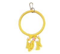 Jouets pour perroquet gris africain - Jouets pour oiseaux en cage - Puzzle interactif pour cage à oiseaux - Accessoires pour cage à oiseaux (L rond jaune)