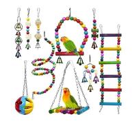 Jouets pour perroquet gris africain - Jouets pour oiseaux en cage - Puzzle interactif pour cage à oiseaux (10 pièces)