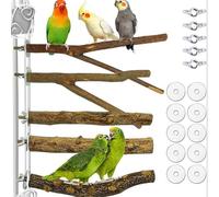 Jouets pour perroquets, 5 Branches de Perche en Bois Naturel et Support de Fourchette, Accessoires Cage à Oiseaux Suspendus pour perruches, calopsittes