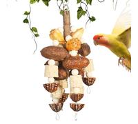 Jouets Pour Perroquets - Jeux de Mastication Et Accessoires Amusants Pour Cage | Accessoires En Bois Avec Noix Et Corde Pour Volière, Jeux Interactifs Pour Perroquet, Calopsitte, Inséparable, Ara Et C