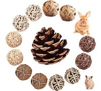 Jouets pour Petits Animaux,13 Pièces Balles à Mâcher pour Petits Animaux,Jouets à Mâcher pour Hamster,Boules à Mâcher,Balle de Jouet - Balle en Rotin Naturel pour Lapins Hamster Chinchilla Gerbille