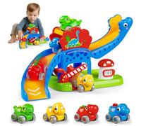 Jouets pour tout-petits, cadeaux pour enfants de 1 à 2 ans, jouet éducatif dinosaure avec 4 voitures pour bébés de 12 à 18 mois, cadeau de premier anniversaire pour les enfants de 1 à 3 ans, jouets