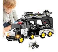 Jouets pour véhicules de construction,Jouets pour voitures d'ingénierie,Véhicule d'ingénierie à inertie 5 en 1 - Allumez les modèles de camions de pompiers de voiture de trafic de ville pour des 1-6 a