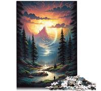 Jouets Puzzle Parc National de Yellowstone USA 1000 pièces Puzzles pour Adultes Puzzles en Bois Liste de souhaits de Noël avec Le Père Noël 1000 pièces (50x75 cm)