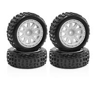 Jouets RC Pour Arrma 2S Pour Typhon Pour Grom 1/18 Accessoires Pièces Rechange Voitures RC 4 Pneus Caoutchouc 69 Mm Avec Axe Hexagonal 12(Silver)