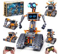 Jouets Robots avec Yeux LED & 18 Expressions - Kit Construction 5-en-1, Contrôle Appli & Télécommande, Robot Rechargeable Programmable pour Enfants, Cadeau Éducatif pour Garçons Filles 8-14 Ans